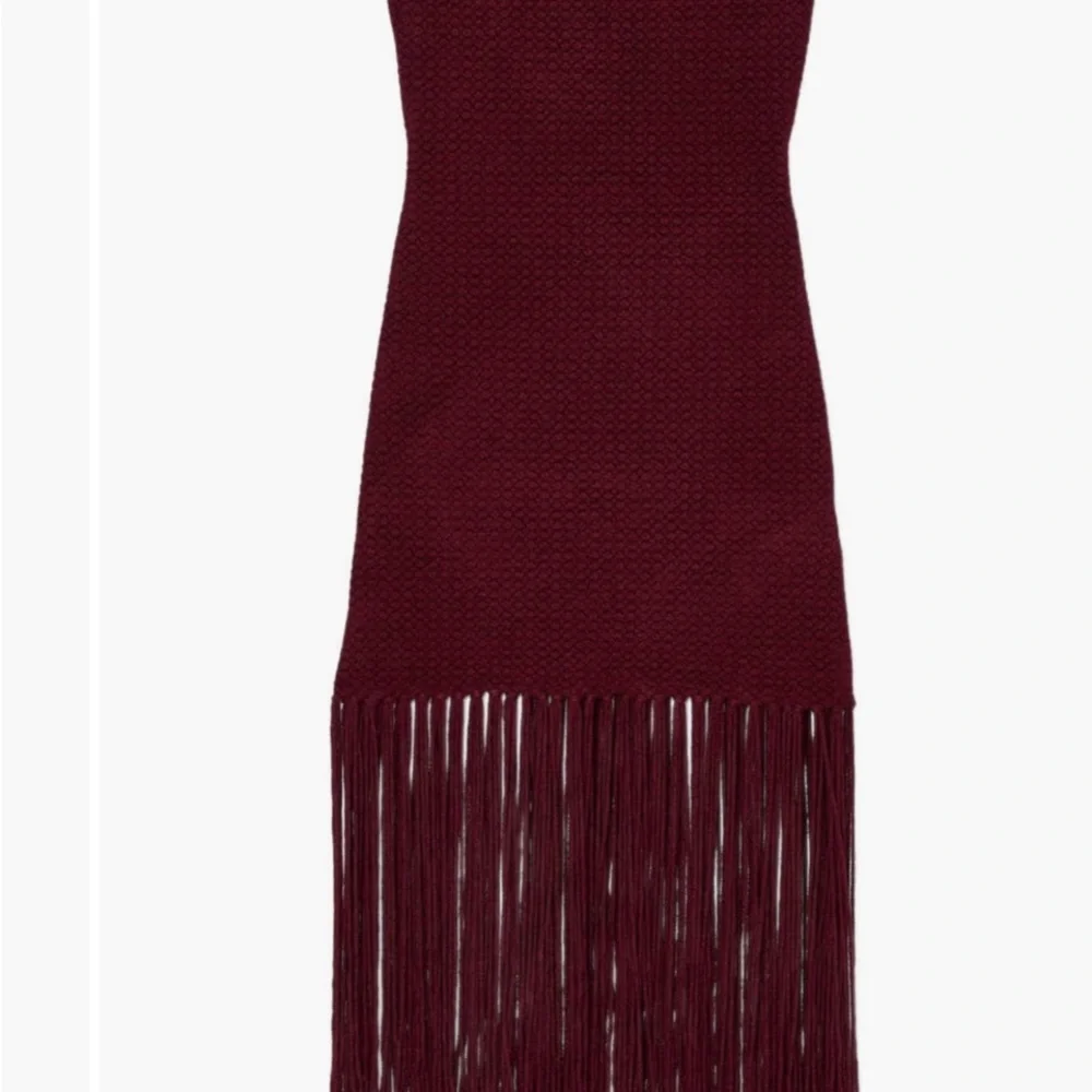 Sandro Burgundy Knit Fringe Midi Dress - Picture 5 of 7